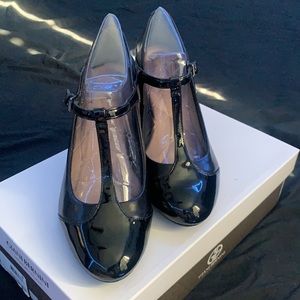 Black Ginani Bernini T-strap pumps
